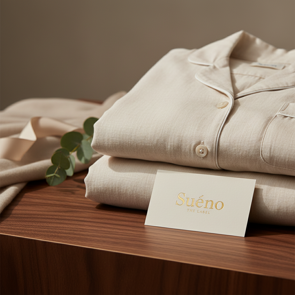 Luxury Bamboo Linin Pyjama Set with Sueno The Label card